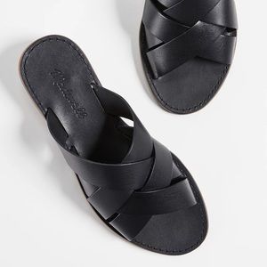 Madewell Leather Boardwalk Woven Slide Sandals